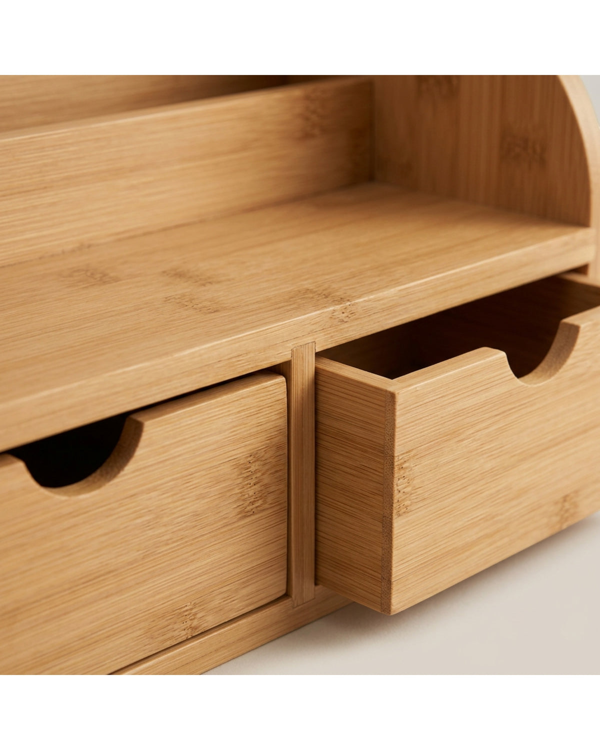 Durpa Bamboo Desk Organizer with Mail Slot and Two Drawers Natural - Detail view