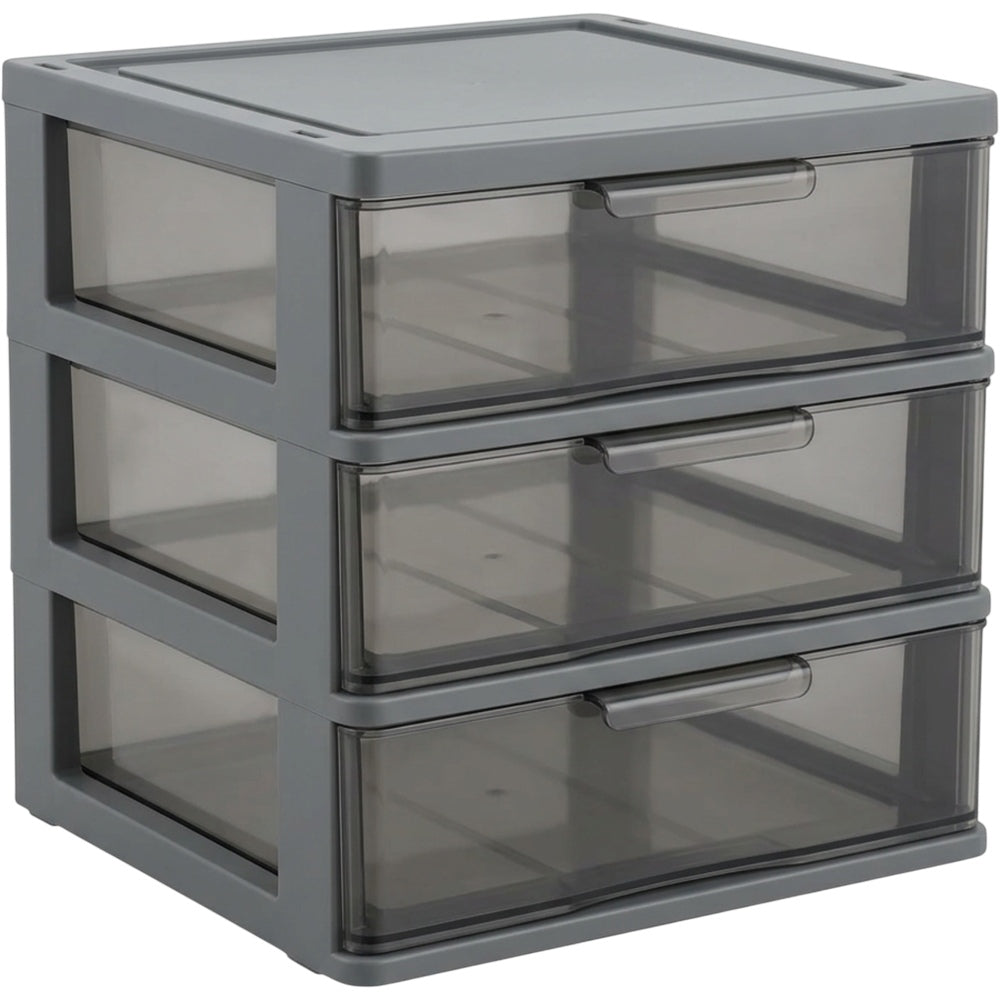 Durpa Stackable Desktop Organizer with Three Drawers Smoke Gray - Product view