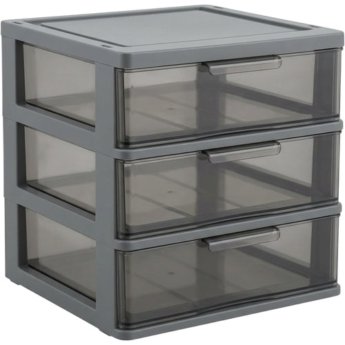 Durpa Stackable Desktop Organizer with Three Drawers Smoke Gray - Product view